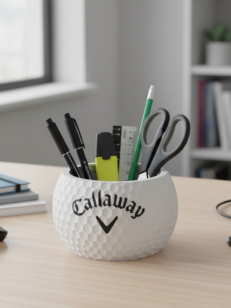 Callaway Golf Ball Pen & Pencil Holder Pot For Desks and Office Organizer 5 Inch