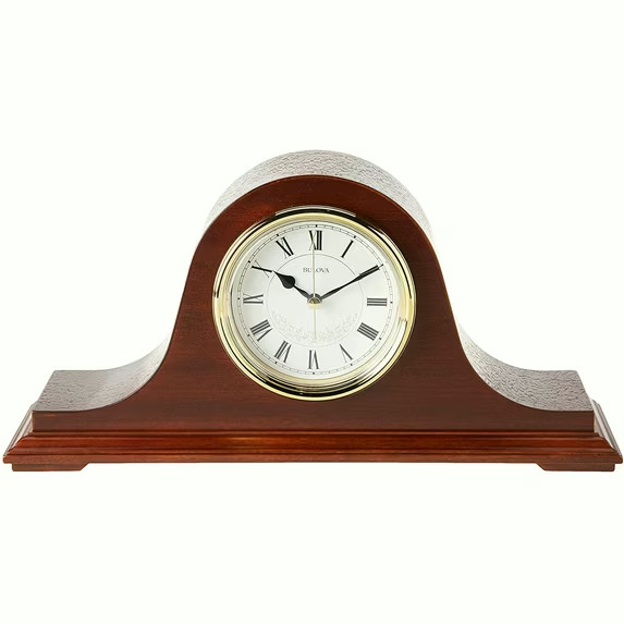 Bulova B1929 Annette Chiming Mantel Clock Mahogany Westminster Melody Battery