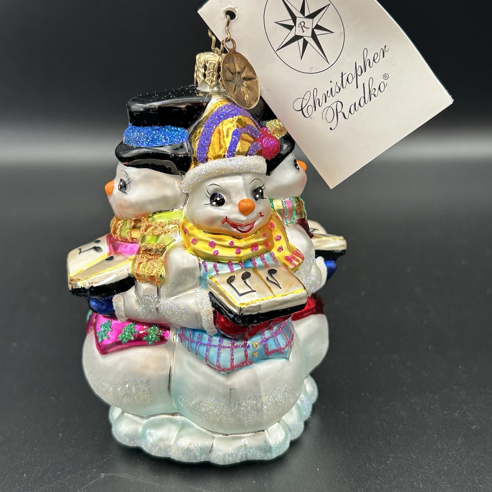 Vtg Christopher Radko Singing in a Winter Wonderland Glass Christmas Ornament 5\