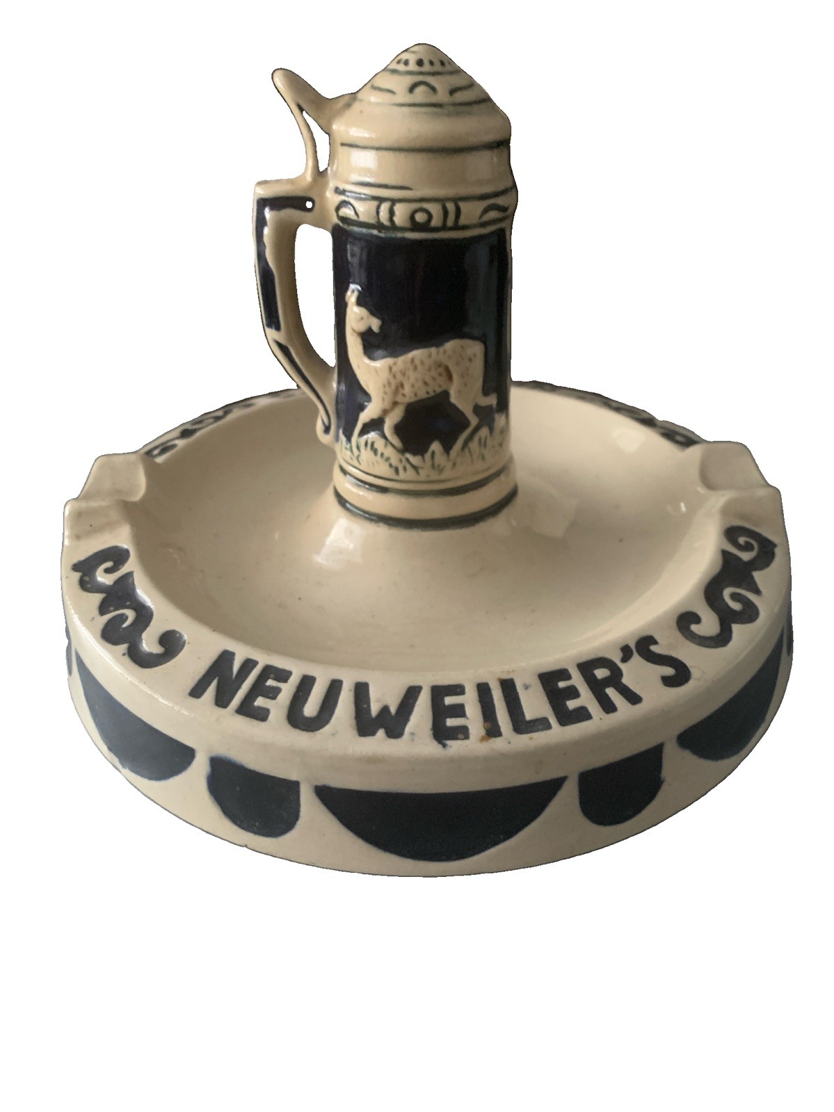 Vintage Ashtray Neuweiler\'s Brewery 2 Position Cigar Cigarette Allentown Pa
