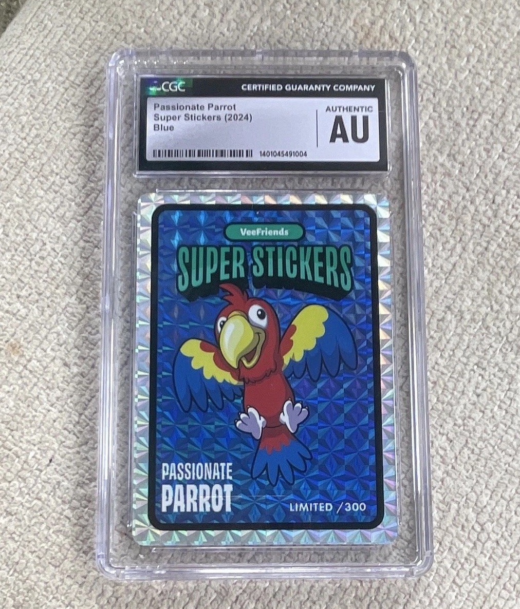 VeeFriends 2024 Super Stickers Passionate Parrot Blue CGC AU Limited /300