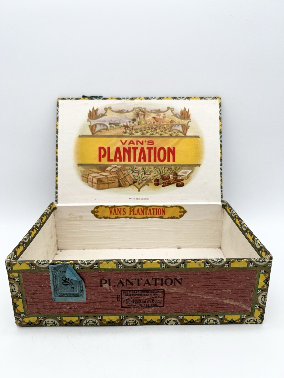 Vintage Van’s Plantation Cigar Box Wisconsin Factory 58 Tobacco Advertising