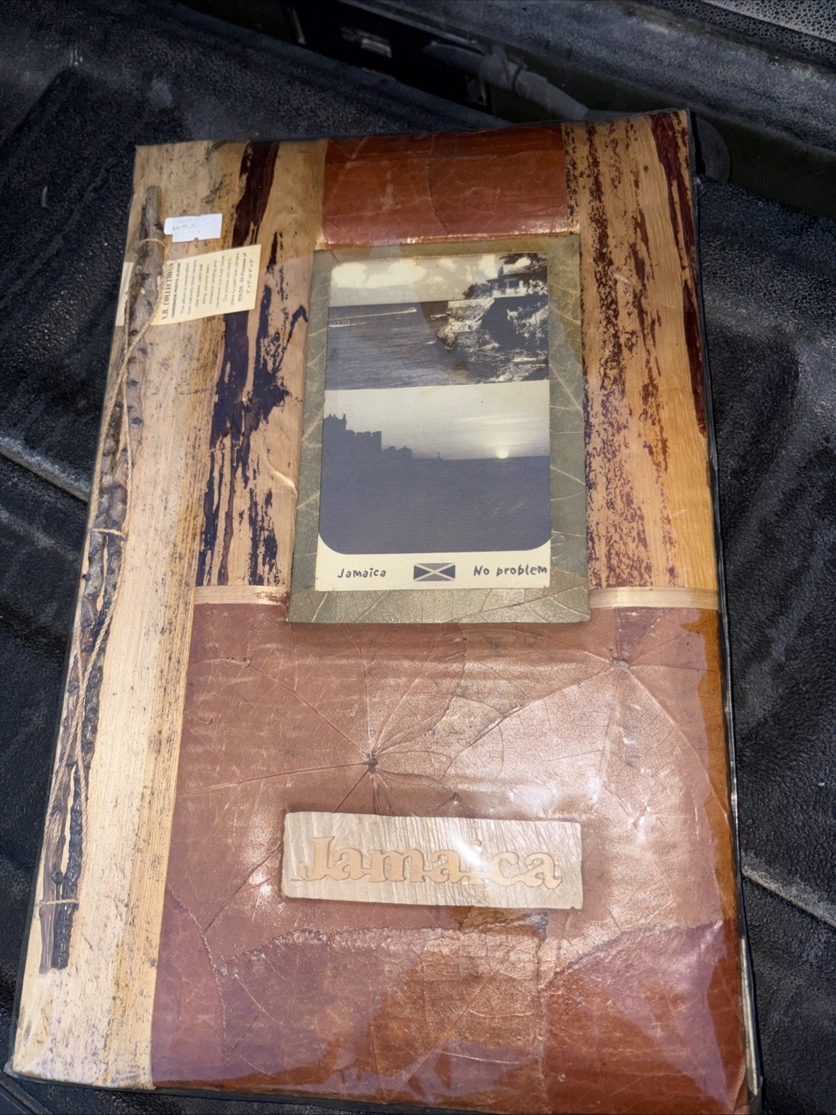 Vtg Jamaica Handmade Natural Leaf Photo Album Caribbean Folk Art Souvenir NIP