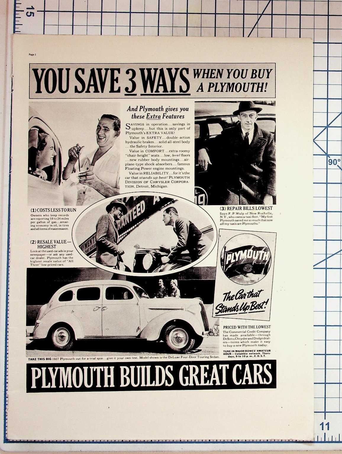 1937 Plymouth Car Advertisement Original Print Ad Magazine Page 1937 Plymouth Car Advertisement Original Print Ad Magazine Page