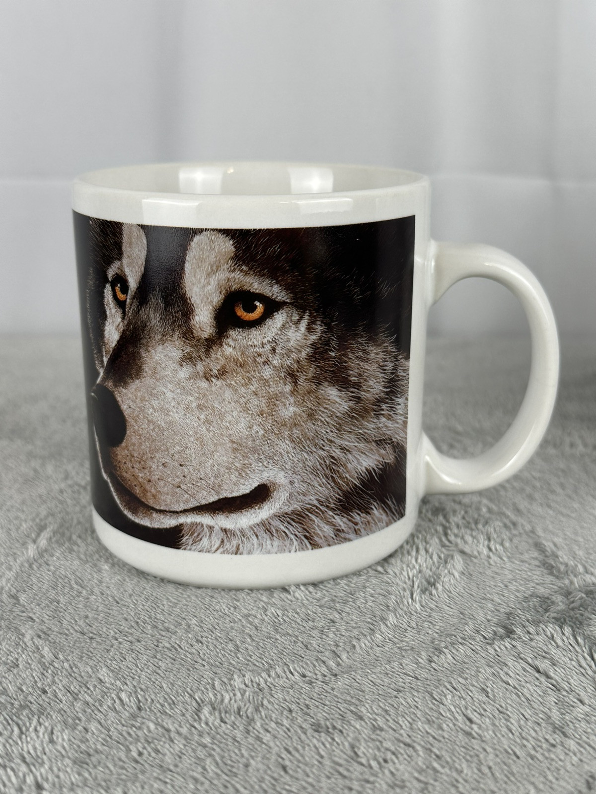 Vintage Jon Van Zyle Anchorage Alaska Siberian Husky Dog Wolf Coffee Cup Mug 