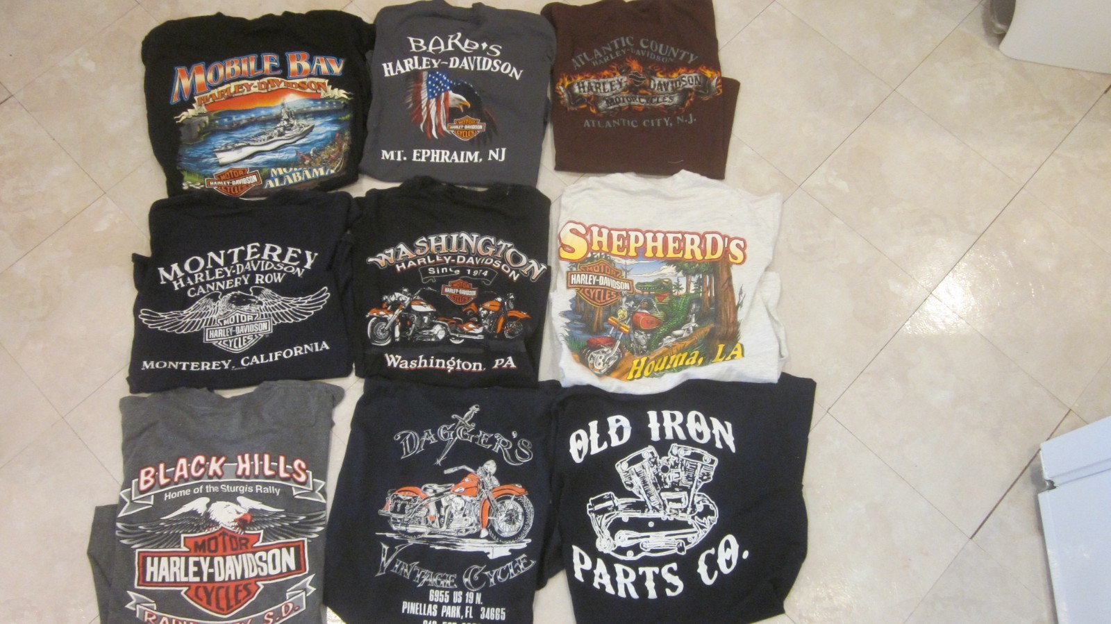 Vintage Harley Davidson, other biker T-shirts Lot Of 9 size medium & large