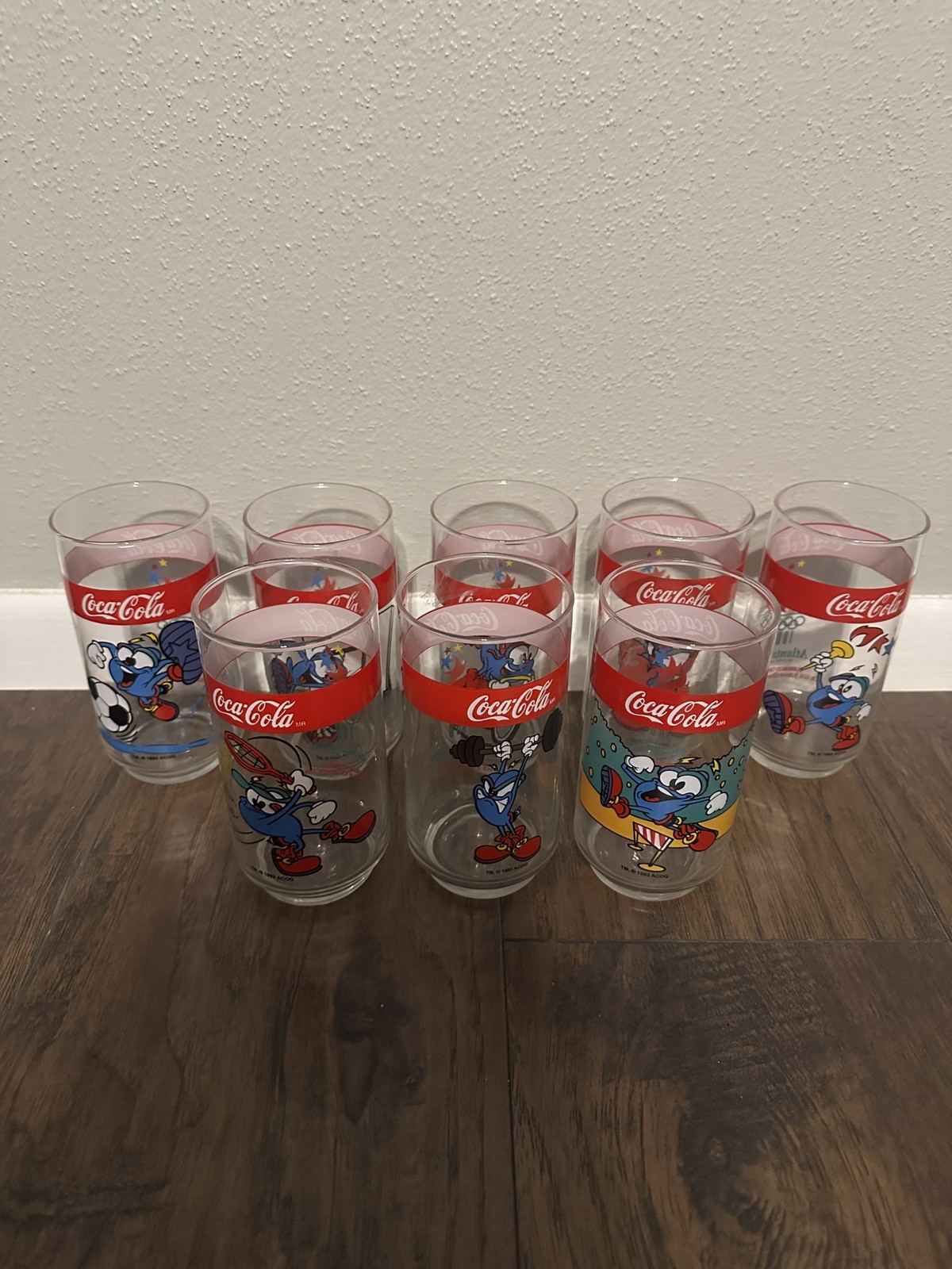 1996 Atlanta Olympics Coca-Cola glass cups Rare Set of 8