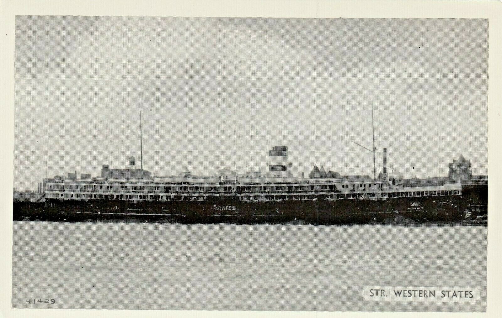 Vintage Postcard  SHIPS STEAMER  WESTERN STATES BLACK WHITE    UNPOSTED