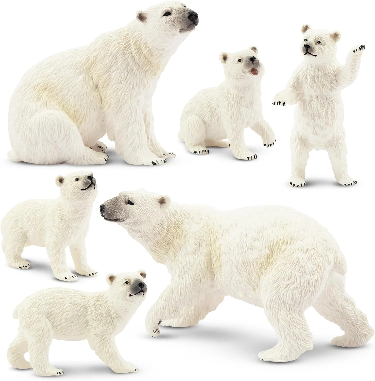 Toymany 6PCS Polar Bear Figurines Toy with Polar Bear Cub, 2-4\ Toymany 6PCS Polar Bear Figurines Toy with Polar Bear Cub, 2-4\