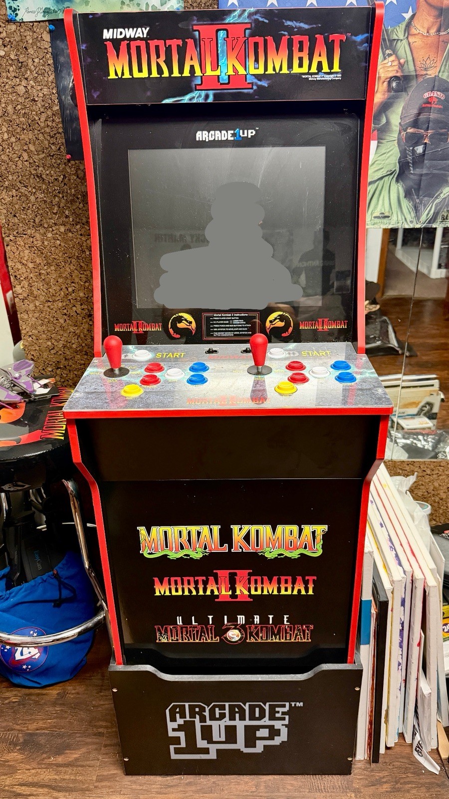 Arcade1Up Mortal Kombat II Arcade Cabinet w/ Riser & Mortal Kombat Stool