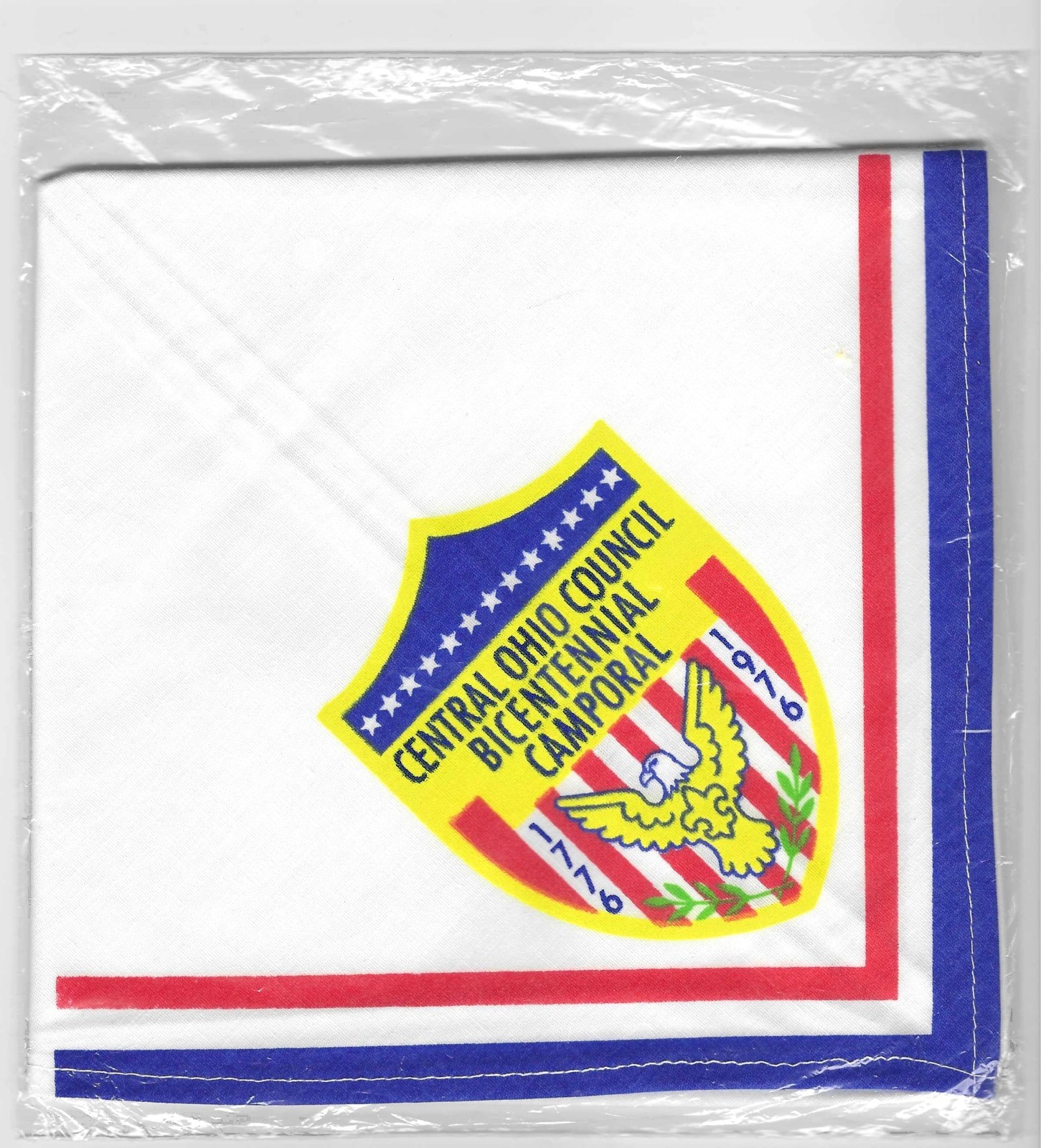 1976 CENTRAL OHIO BICENTNIAL CAMPORAL NECKERCHIEF 1776 - 1976 ORIGINAL PACKAGE 1976 CENTRAL OHIO BICENTNIAL CAMPORAL NECKERCHIEF 1776 - 1976 ORIGINAL PACKAGE