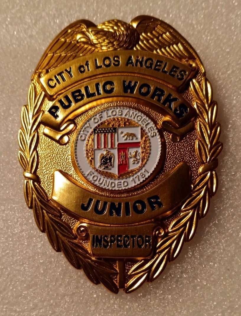 Obsolete City of Los Angeles Dept. Public Works Inspector JUNIOR Badge LARGE