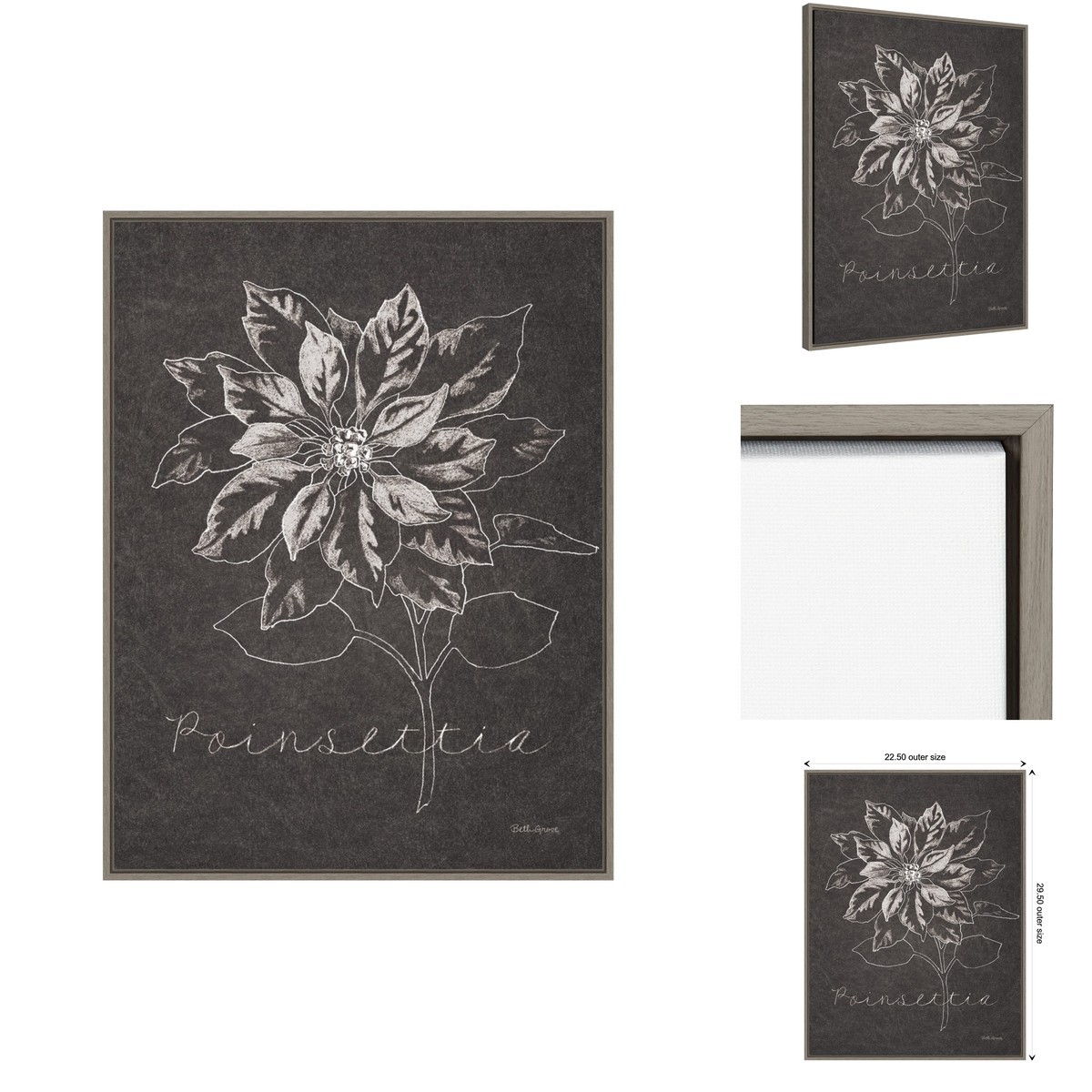 Amanti Art Framed Canvas Wall Art 30x23 Black And White Chalkboard Christmas IV