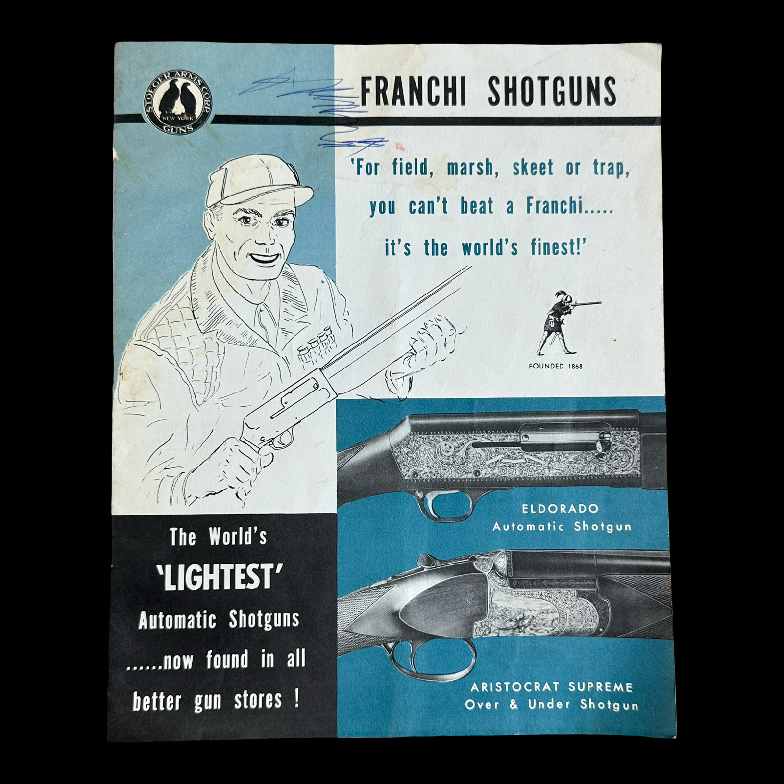Vintage Franchi Shotguns Stoeger Eldorado Aristocrat Advertising Brochure