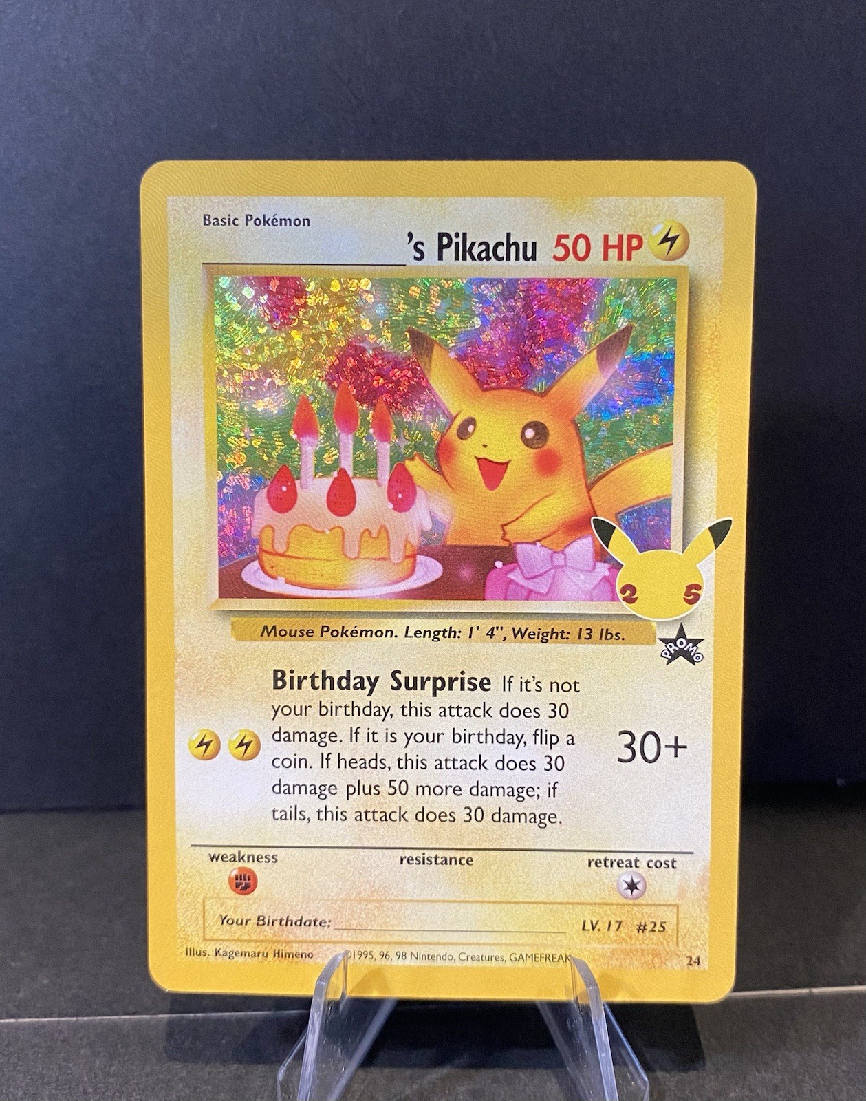 Birthday Pikachu Celebrations 25th Anniversary Pokémon card