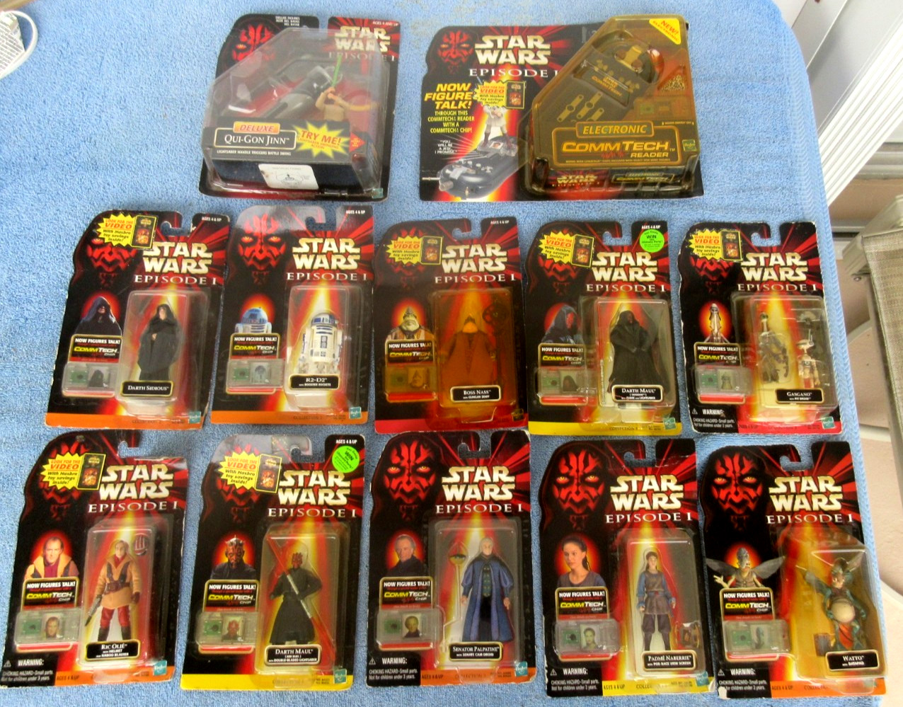 Vintage 1998-99 Star Wars Episode 1 Comm Tech Reader + 11 Action Figures W/ Chip