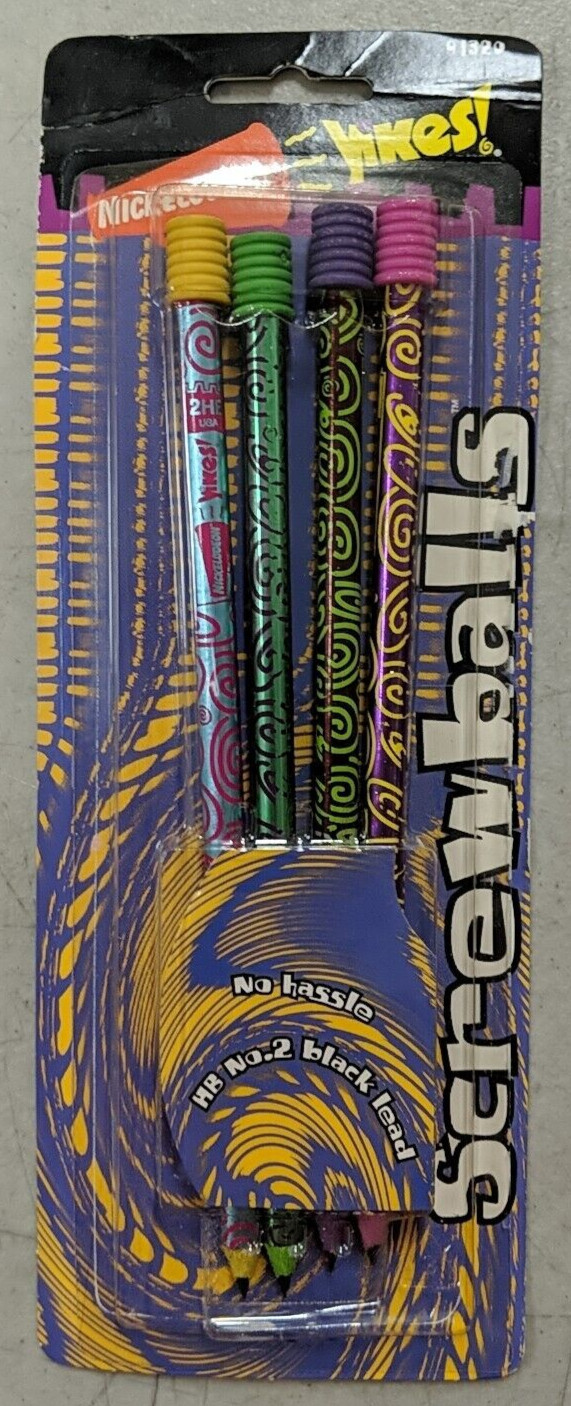 Yikes Screwballs 4 HB #2 Pencils Nickelodeon Vintage 1990's Berol Unused