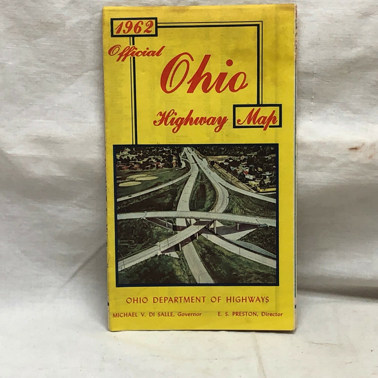 Vintage 1962 Ohio Map Fold Out Highway Map