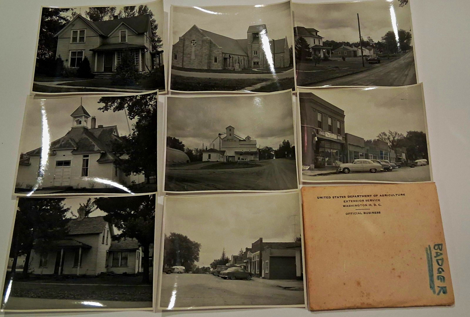 VTG Badger IA Black White Photos 1950\'s Grain Elevator Town Views History