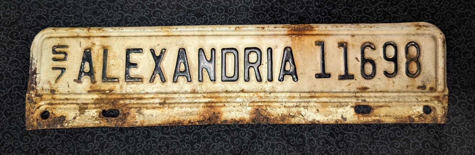1957 City of Alexandria VA License Plate Topper - 11698 - Scarce Vintage Plate 1957 City of Alexandria VA License Plate Topper - 11698 - Scarce Vintage Plate