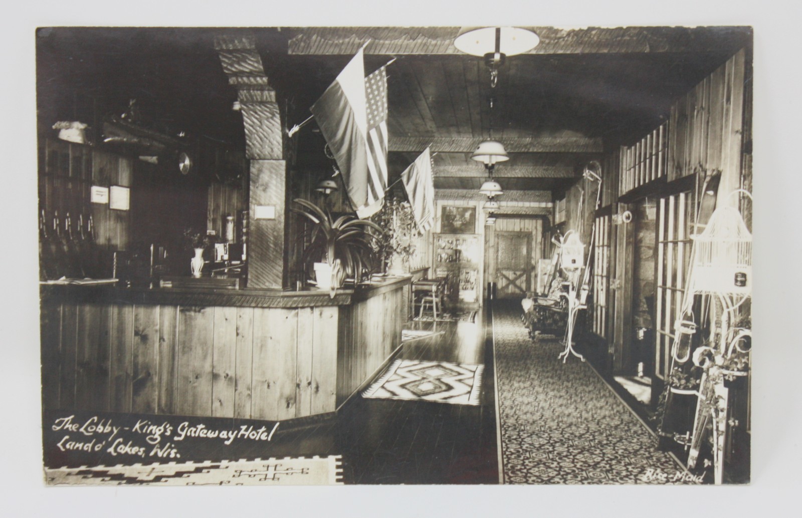 Land O\' Lakes Wisconsin King\'s Gateway Hotel Lobby Vtg RPPC Real Photo Postcard Land O\' Lakes Wisconsin King\'s Gateway Hotel Lobby Vtg RPPC Real Photo Postcard