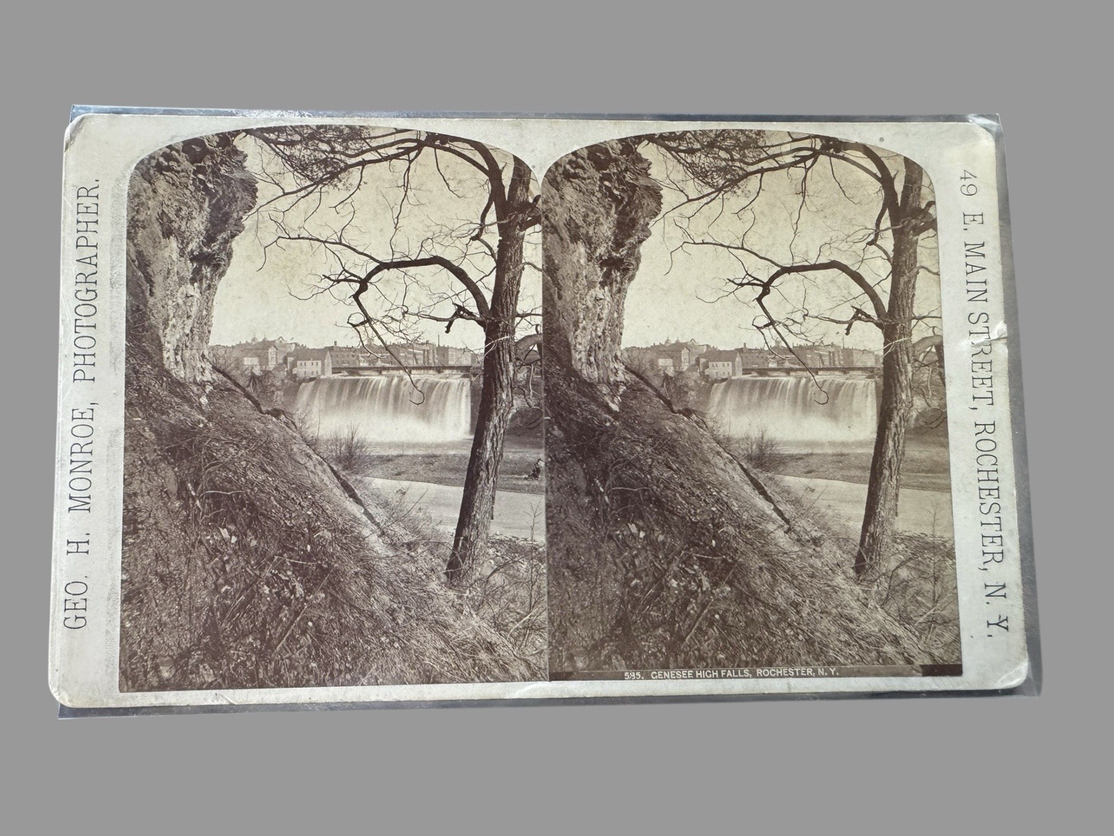 Antique Genesee High Falls Rochester NY Stereoview Geo H Monroe Photographer