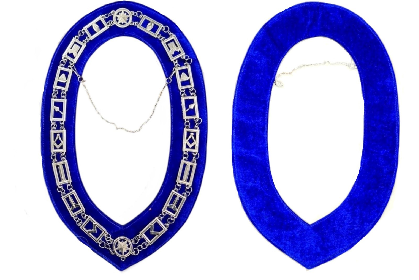 Masonic Regalia Blue Lodge Chain Collar Silver Plated Blue Backing