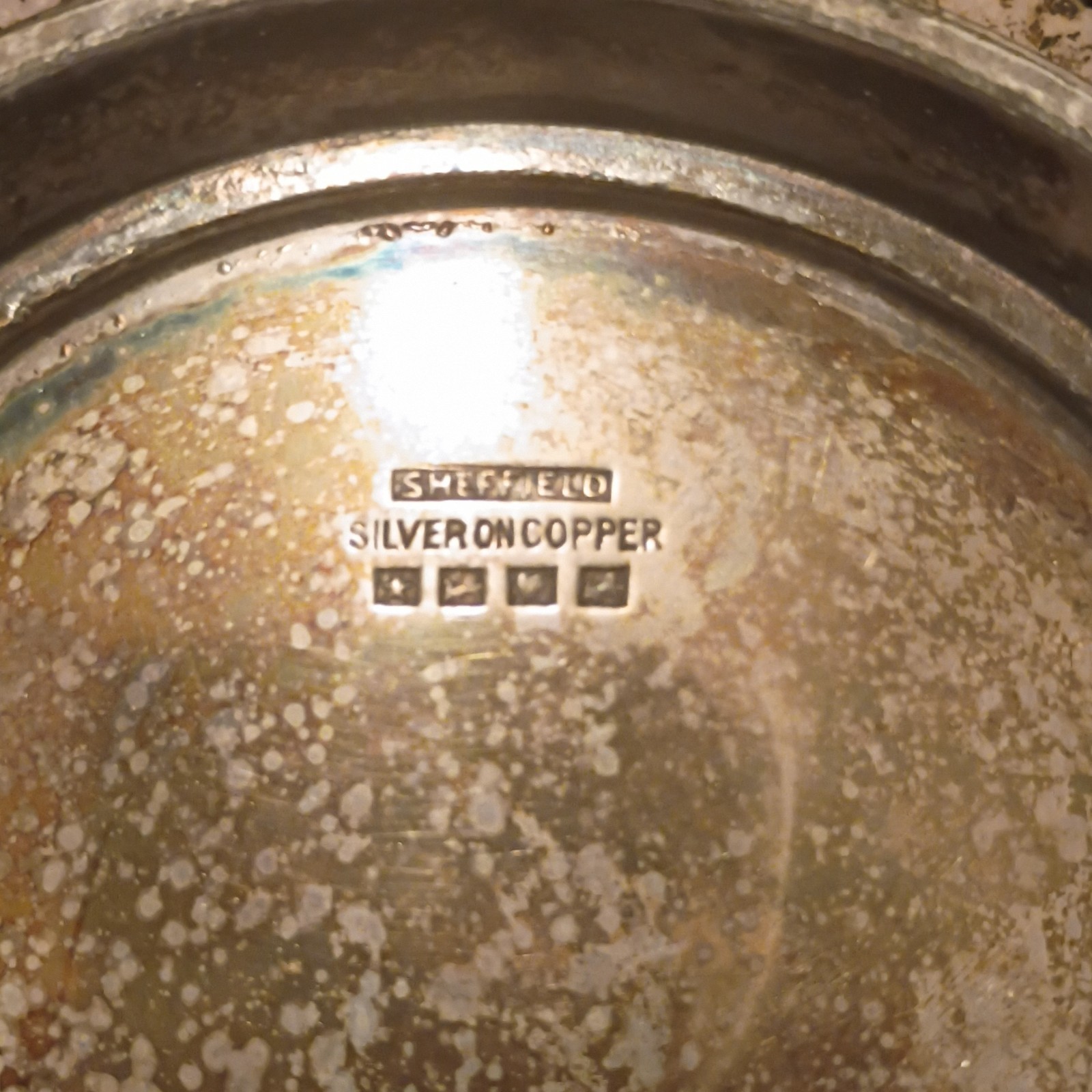 Vintage Sheridan Silver on Copper Pierced Tray Round Grape Vine Pattern 1950s