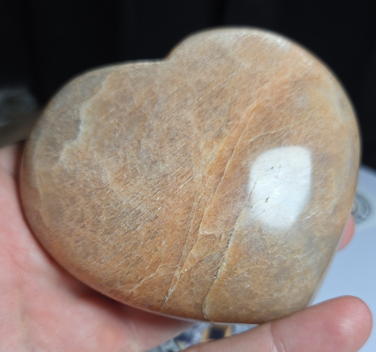 Peach Moonstone Heart 96mm 370g Reiki Healing Meditation Home Decor