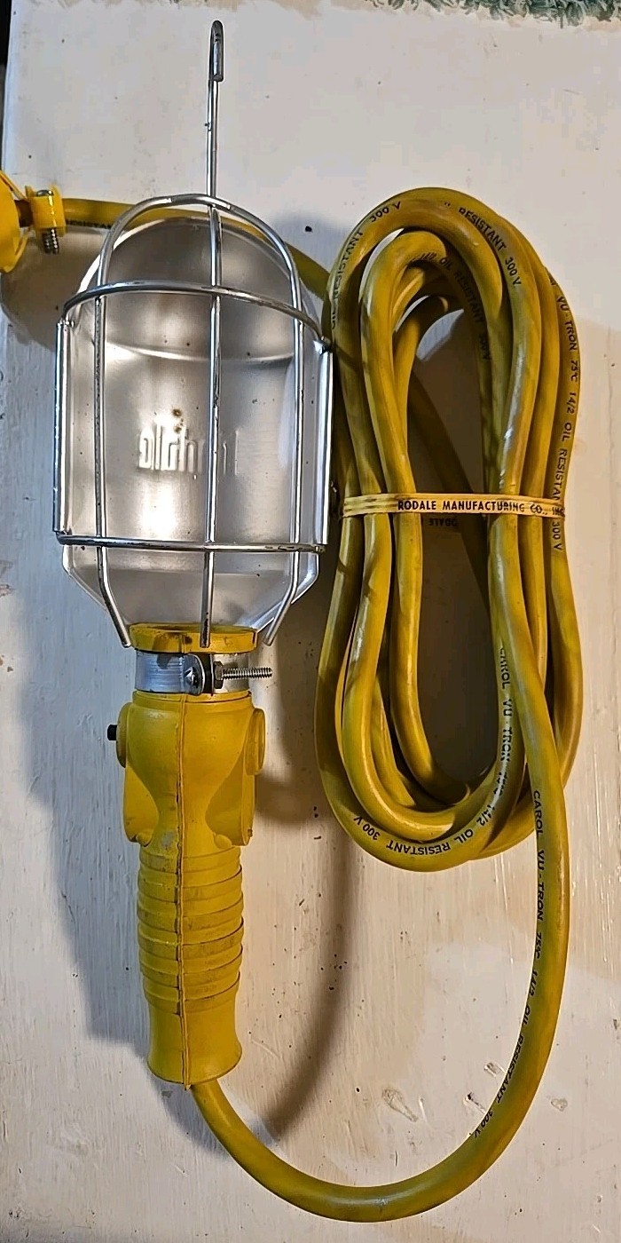NOS Vintage Rodale Metal Cage Trouble Light Drop Light Mechanic Light Made USA 