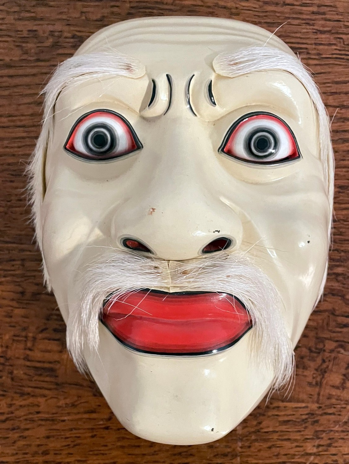 Signed Balinese Mask I.B. Anom Mas Bali Hand Carved Wood Old Man Character