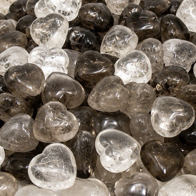 10 lb Smoky Clear Quartz Mini Hearts Wholesale Bulk Lot Polished Random Mix