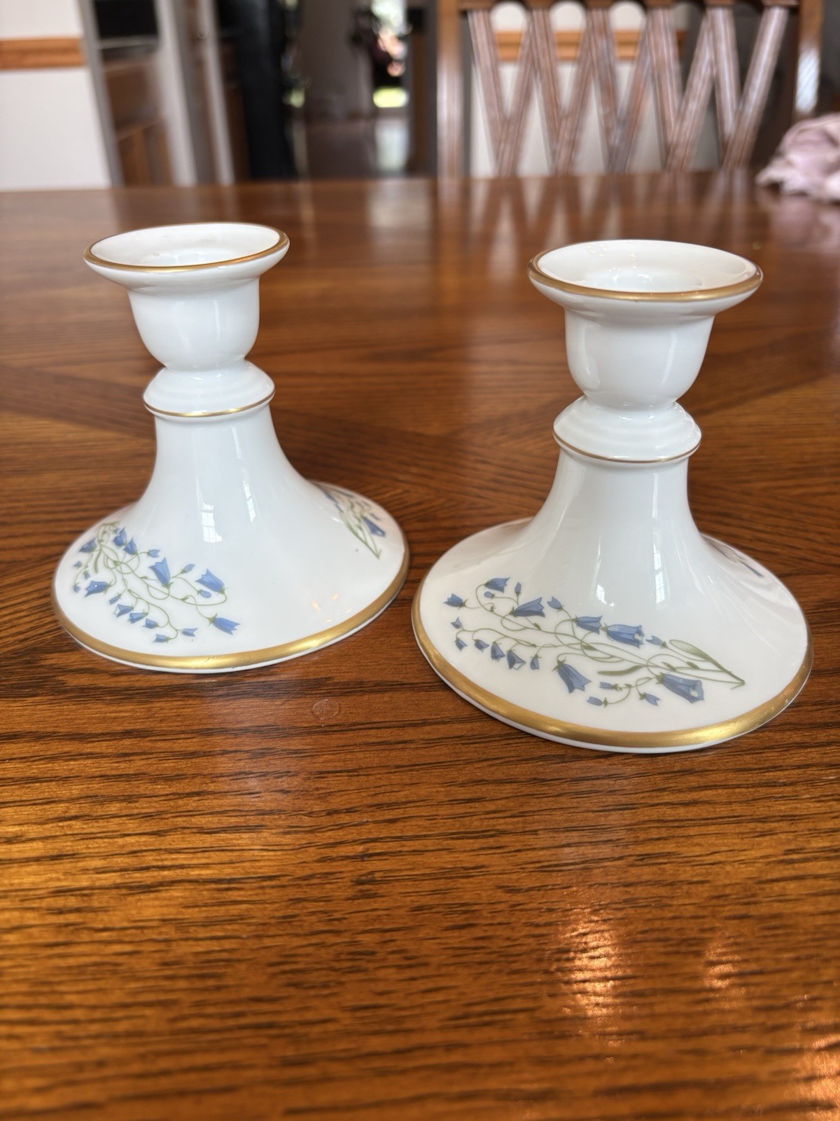 Vintage Hackefors Porcelain Candleholders: Swedish 1960s Bluebell Decor 