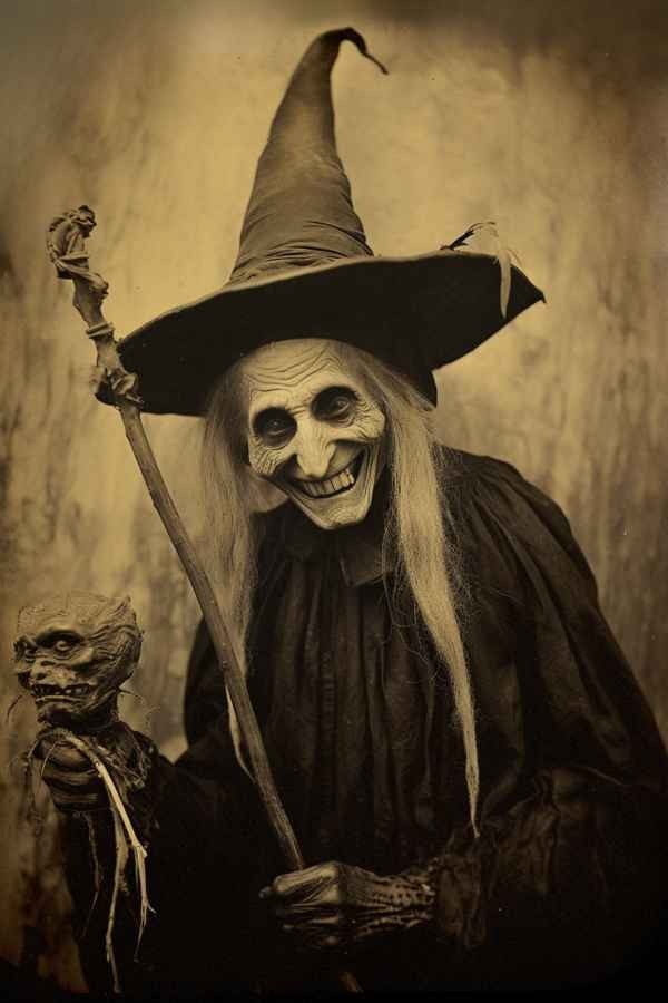 Creepy Old Witch Vintage Horror Photo Gothic Halloween Hag Print 4x6