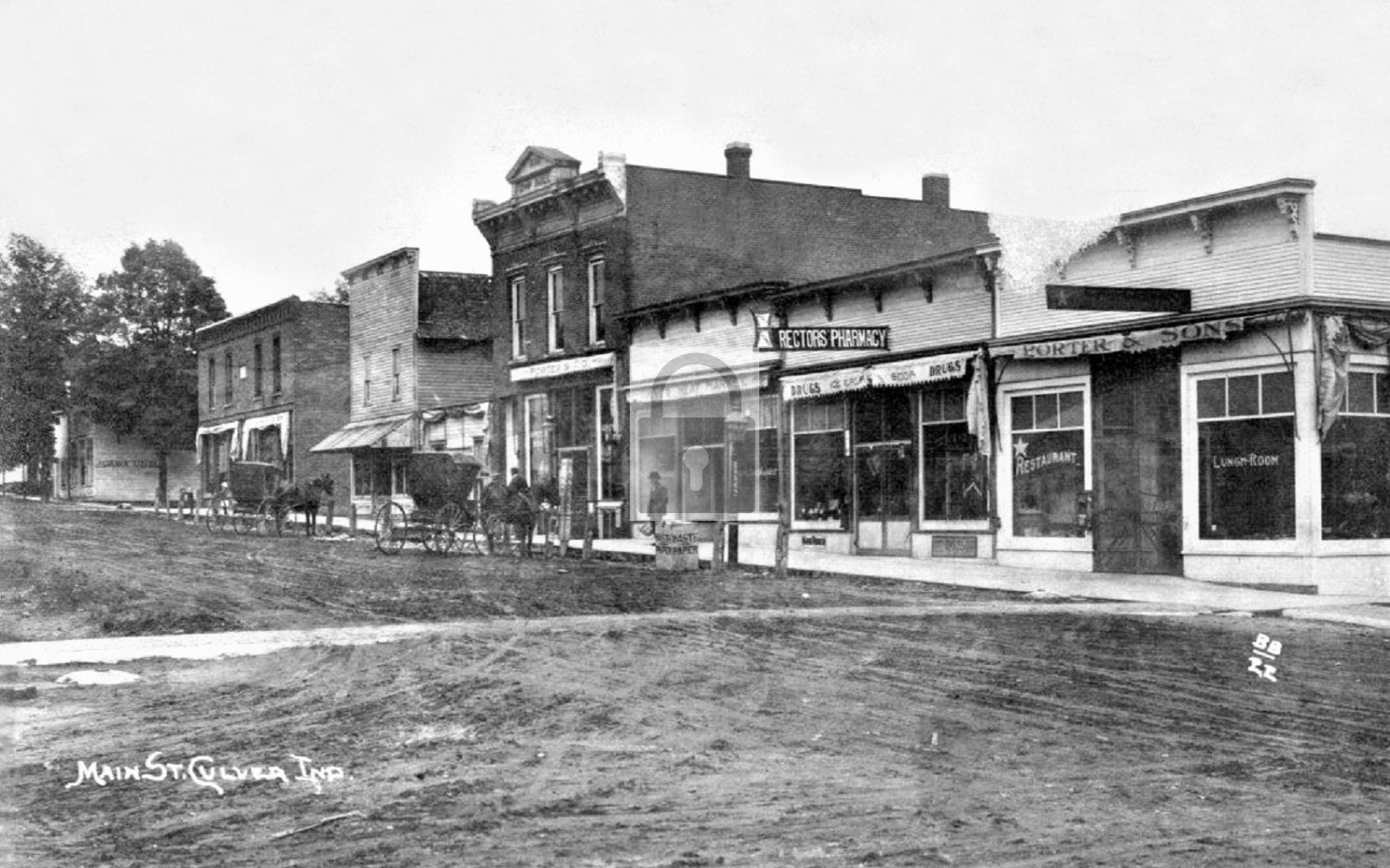 Main Street View Drug Store Culver Indiana IN - Reprint