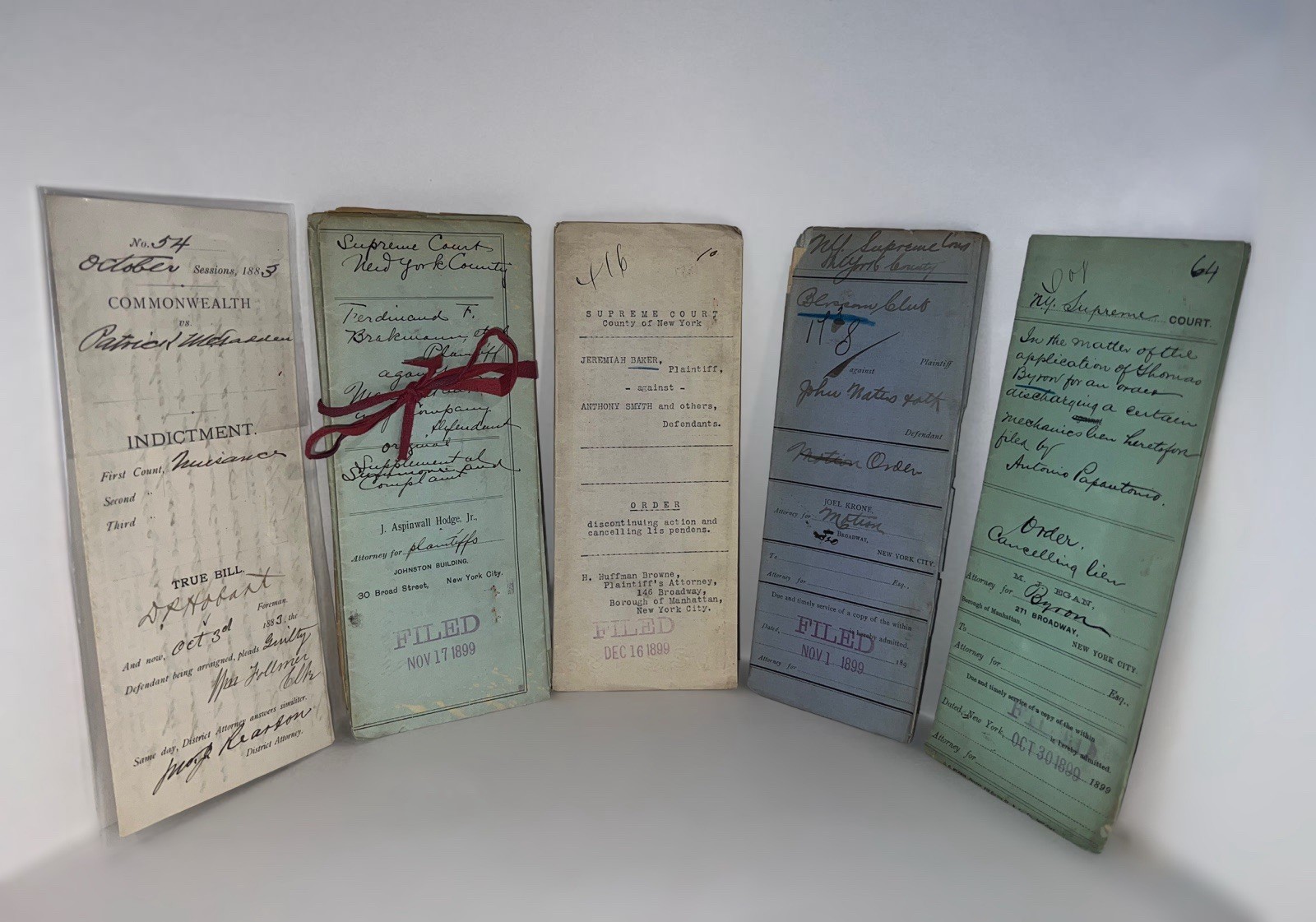 Lot of 13 Antique 1874-1899 New York NY Supreme COURT DOCUMENTS