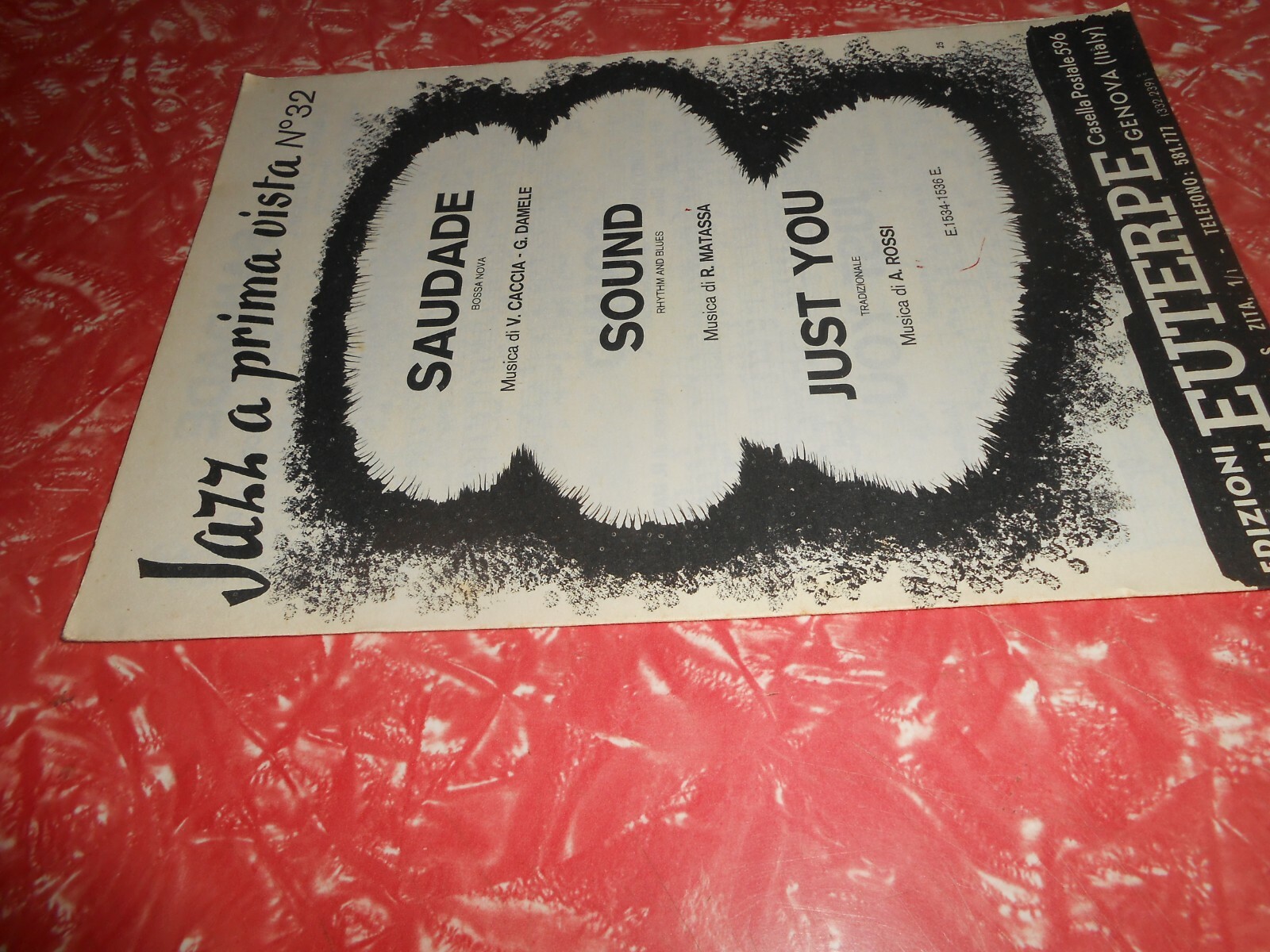 MUSICAL SHEET MUSIC-VINTAGE-SAUDADE-SOUND-JUST YOU-ED.MUS.EUTERPE