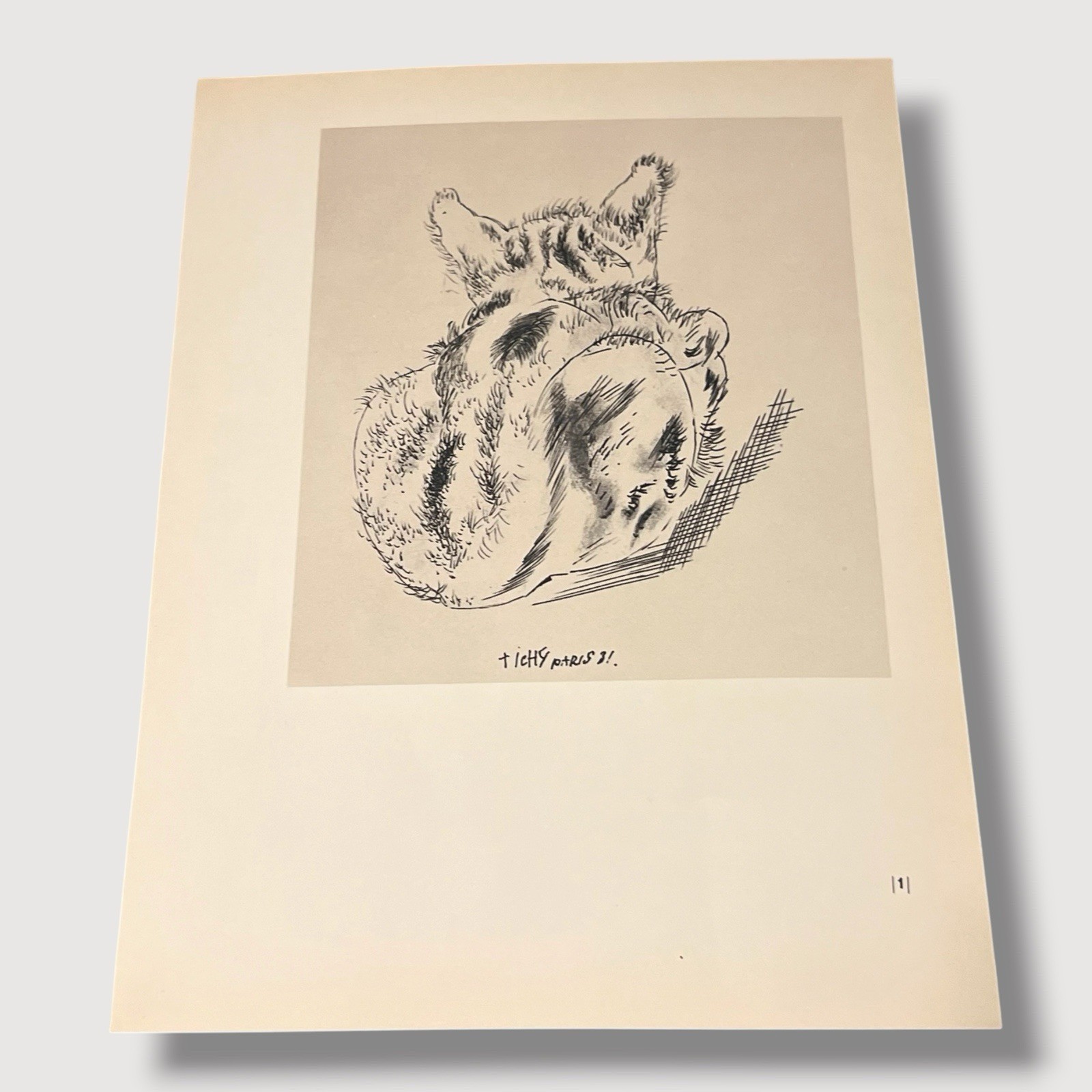 Vtg Art Book Illustration Bookplate Cat Frantisek Tichy U