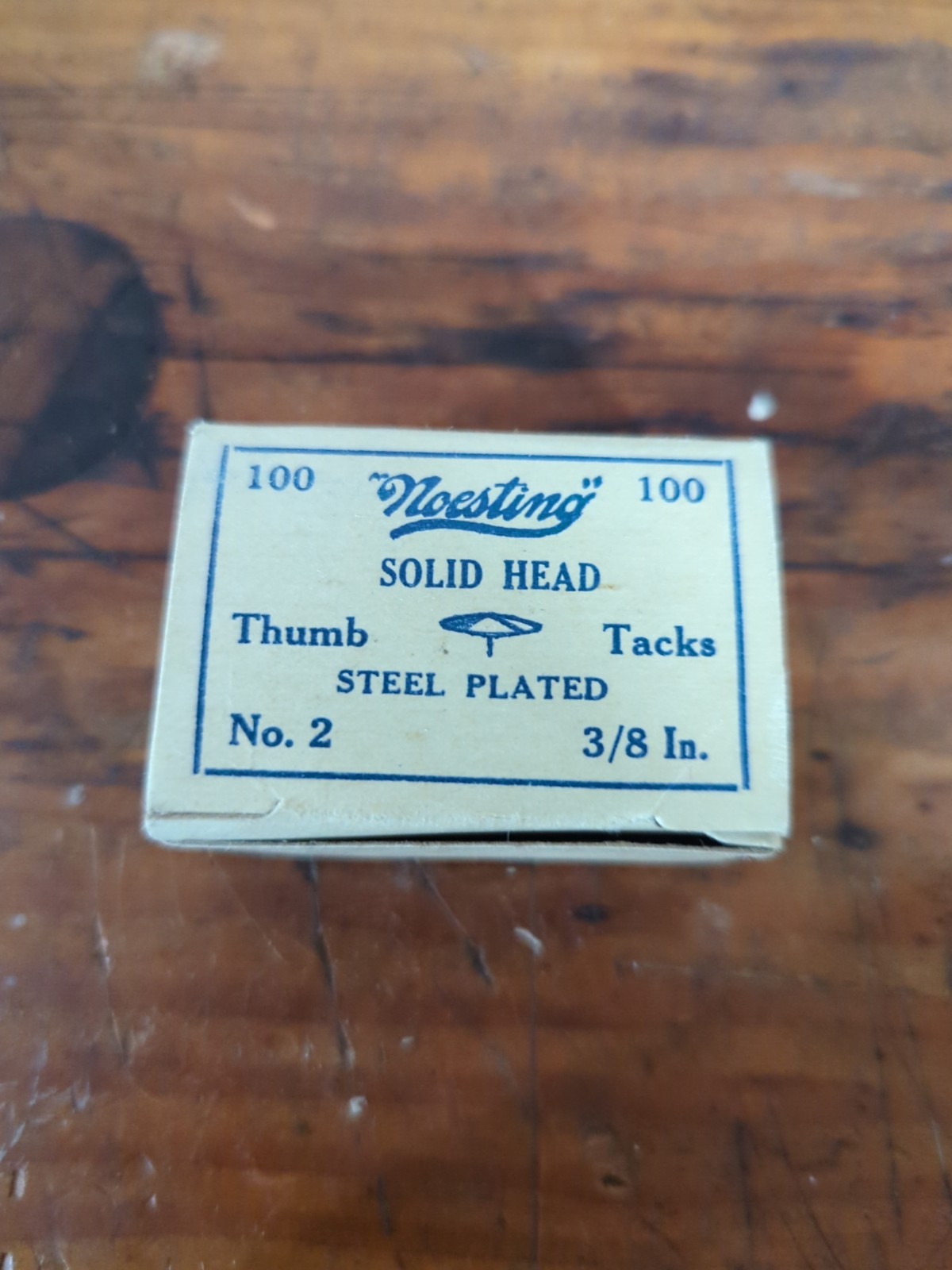 Vintage 104 PC Noesting Thumb Tacks No. 2 Plated Steel In Box USA 3/8 inch Vintage 104 PC Noesting Thumb Tacks No. 2 Plated Steel In Box USA 3/8 inch