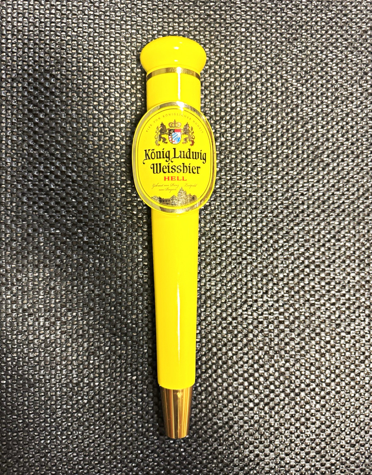 König Ludwig Weissbier Beer Tap Handle Knob Yellow Breweriana