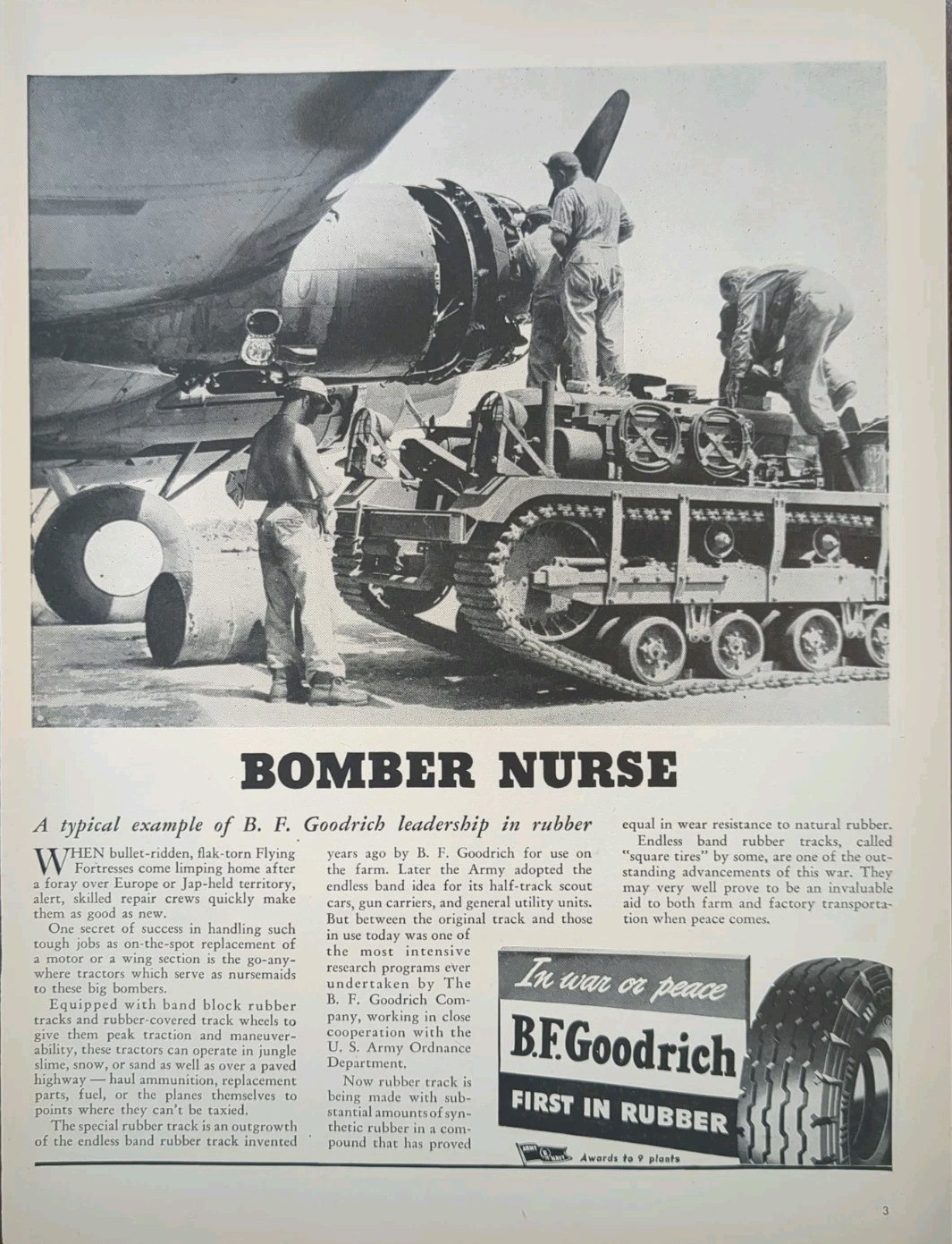1943 WWll Aviation MechanicsPrint BF Goodrich Defense Production 
