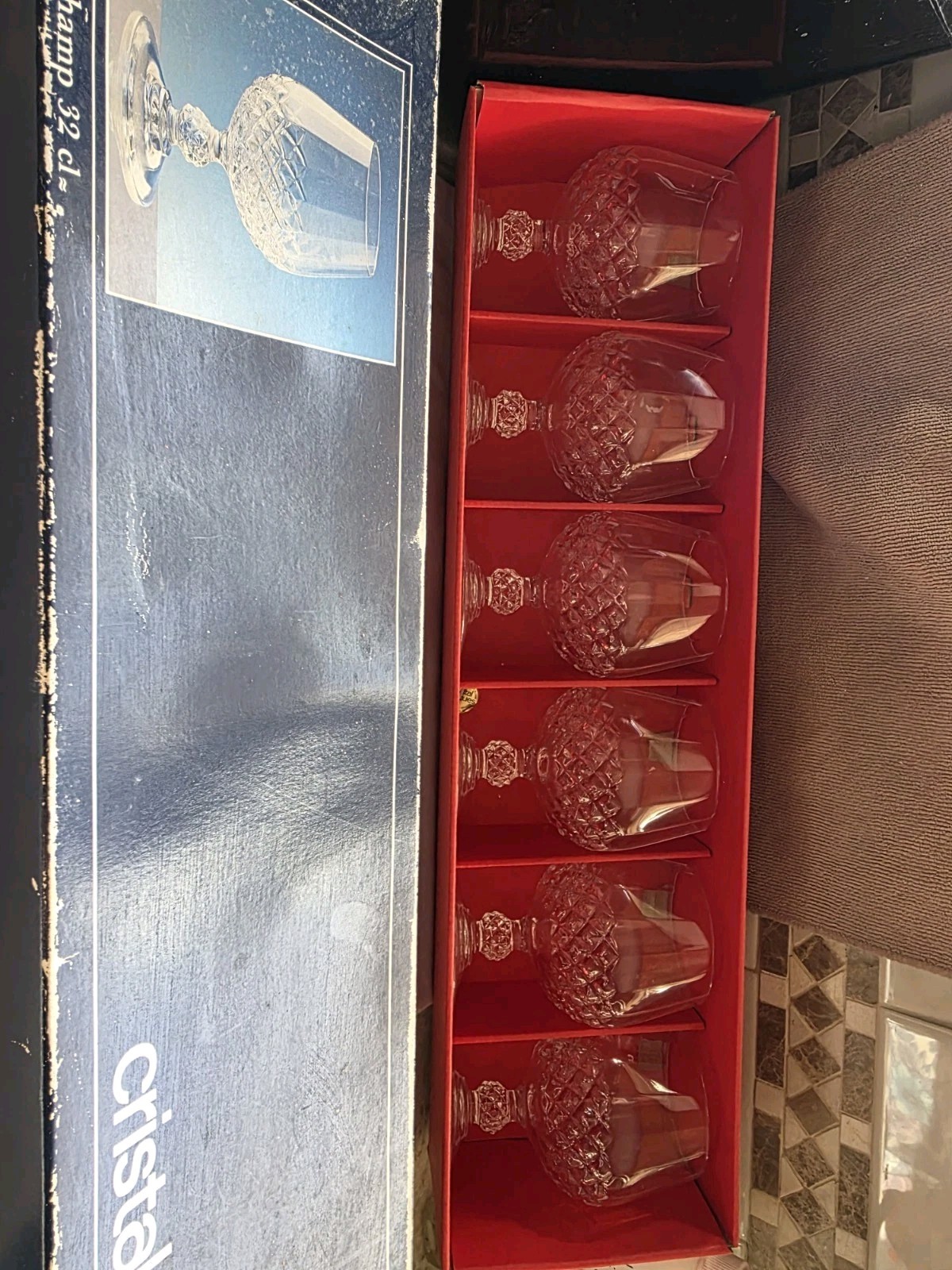 Cristal d\'Arques Longchamp Clear Stemmed Ware.  Sets are 6 Pieces. $25 per set