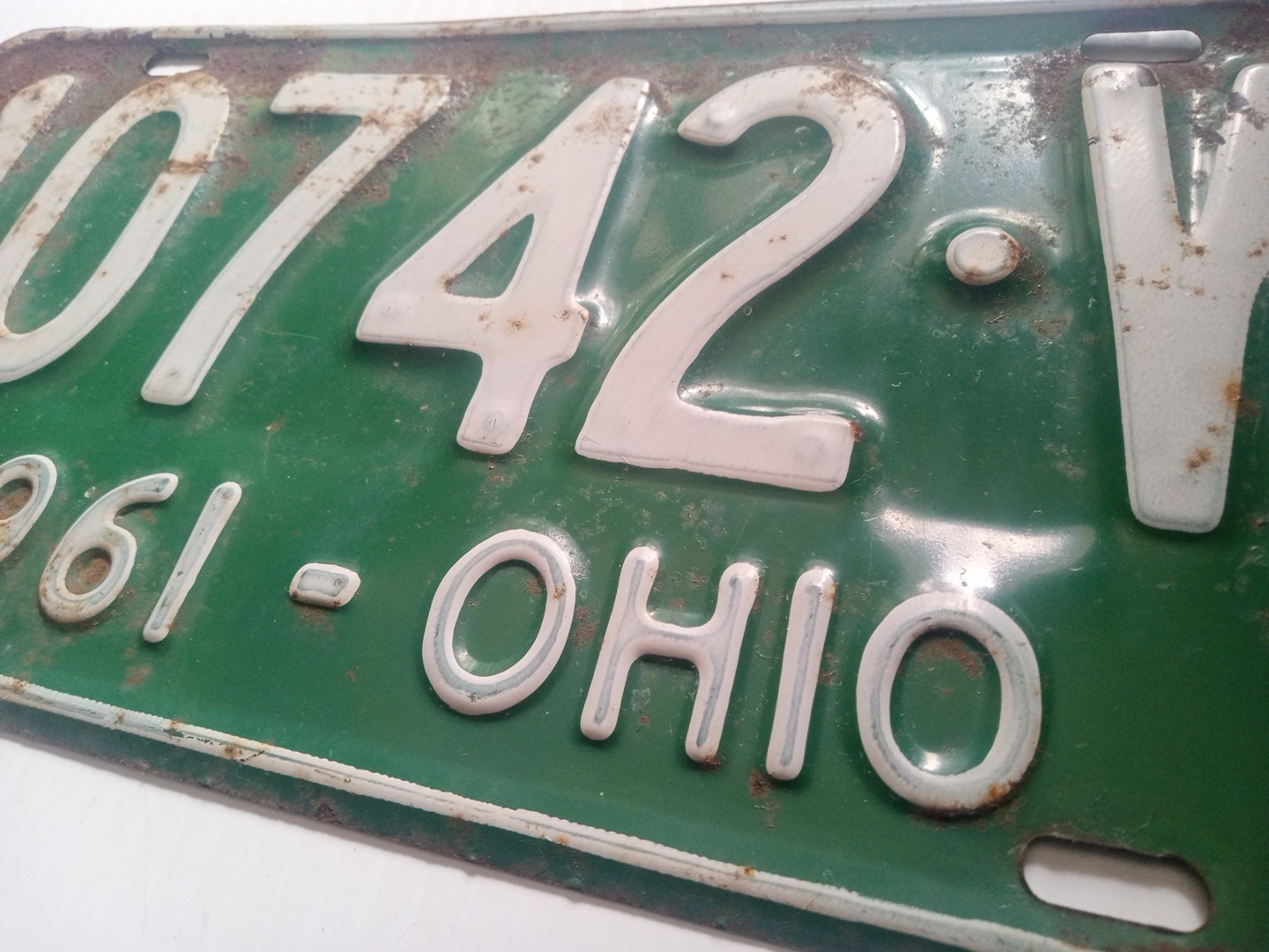 Vintage Original 1961 Ohio License Plate Tag 10742•W