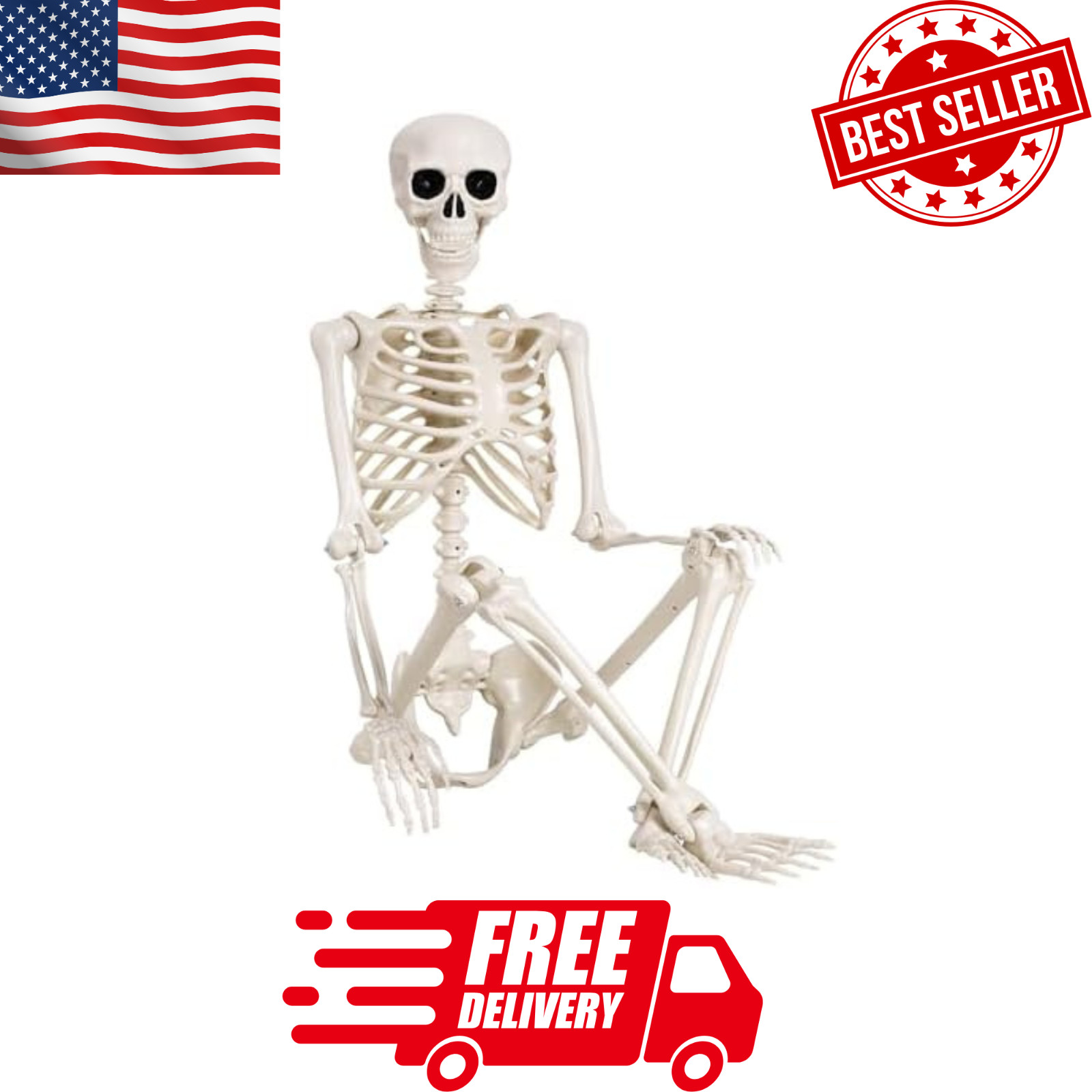 5.4ft Halloween Skeleton Full Body Life Size Skeleton Bones with Movable Joints 5.4ft Halloween Skeleton Full Body Life Size Skeleton Bones with Movable Joints