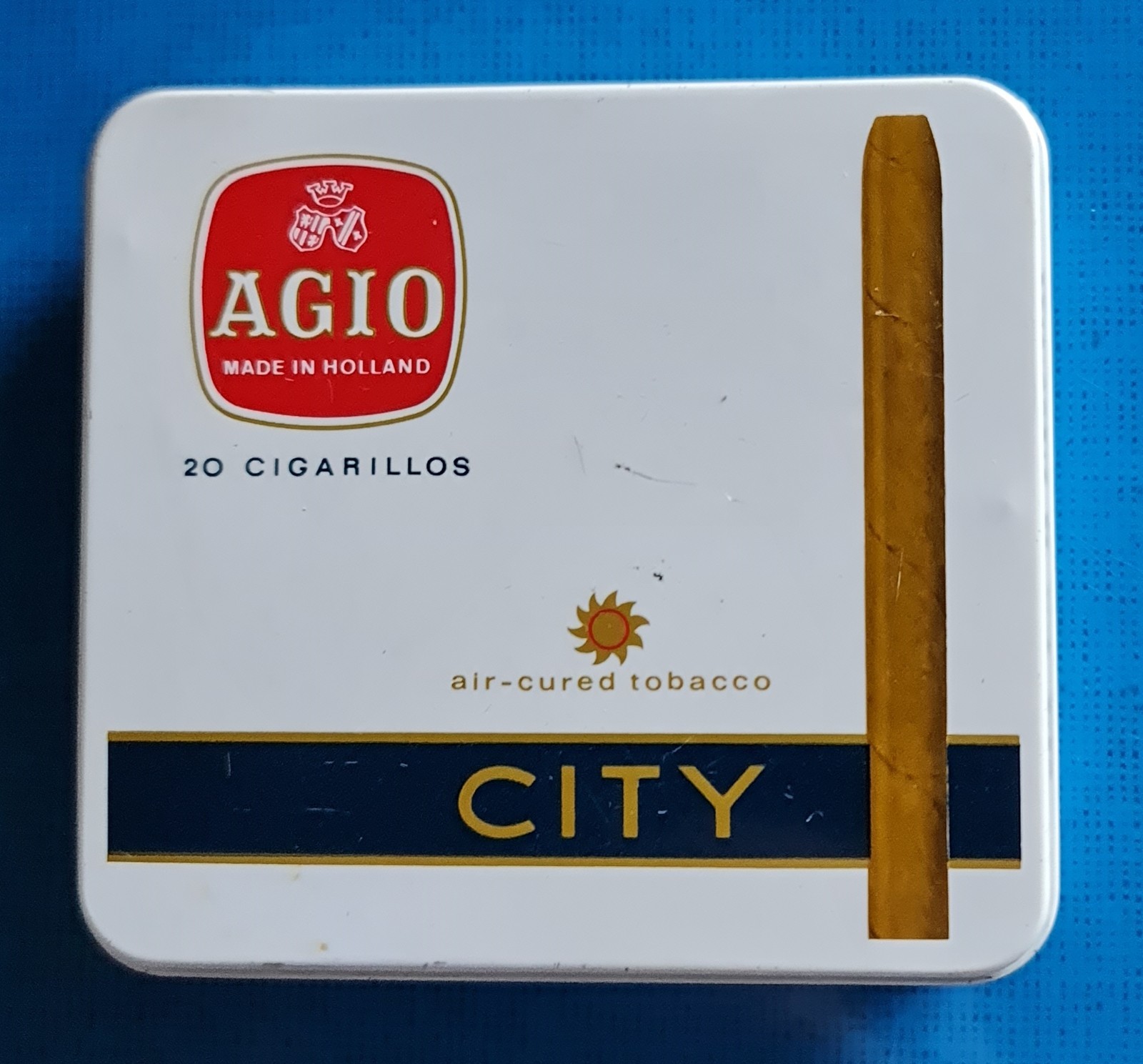 VINTAGE AGIO CITY 20 CIGARILLOS HOLLAND DUTCH TOBACCO EMPTY CIGARETTE TIN BOX