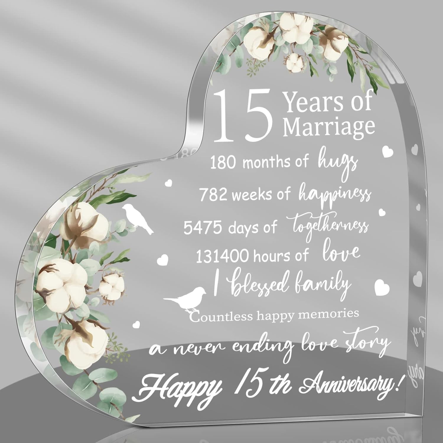 Fifteen 15 Year Marriage Gifts for Her 15th Anniversary Crystal Paperwei