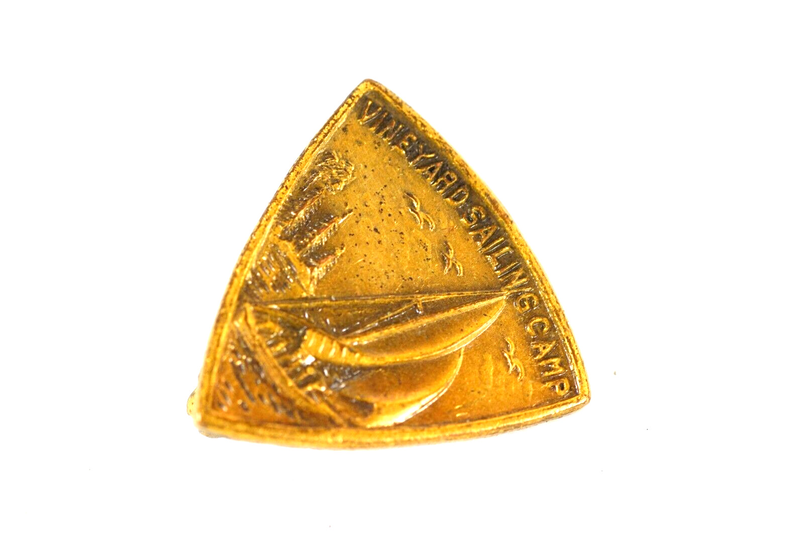 Vineyard Sailing Camp Pin, Lagoon Pond Martha's Vineyard Sailboat Pin 1940-50s