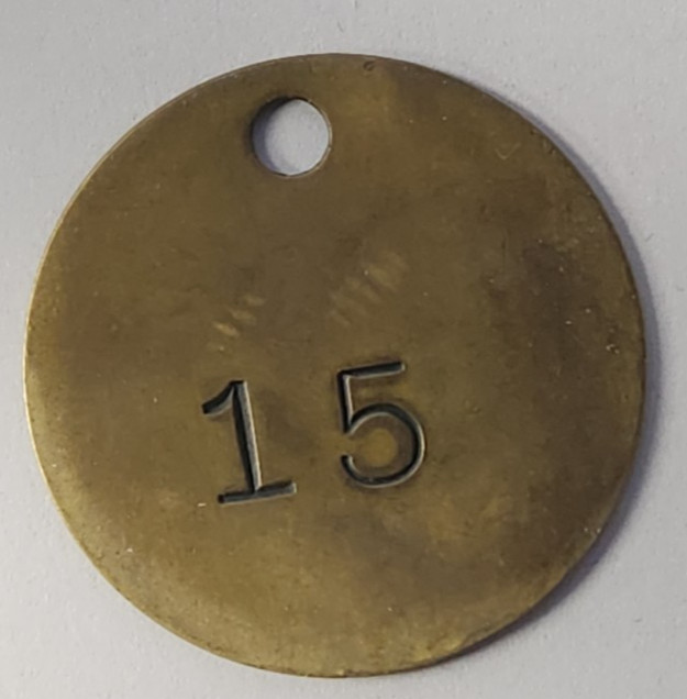 Antique number #15 tag - Brass