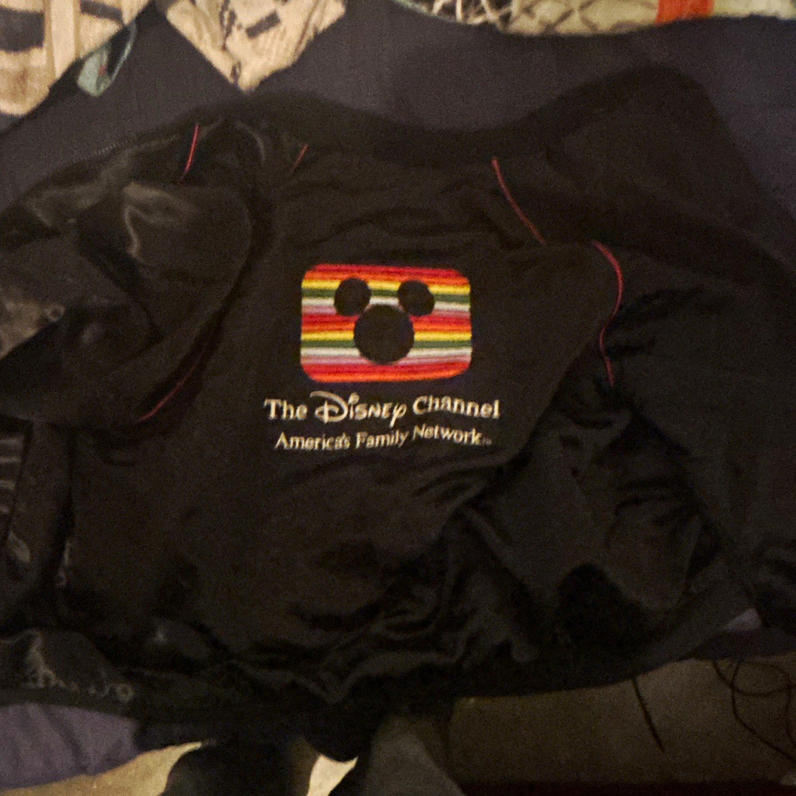 The Disney Channel Mickey Mouse Black Jacket with Red Lining, Size XL