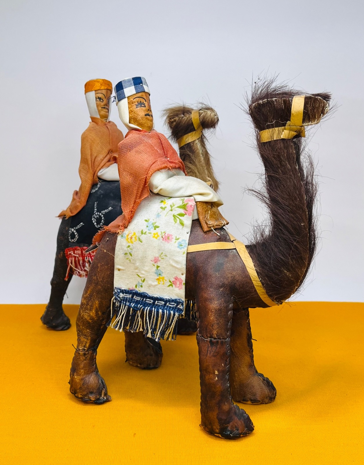 Pair of Antique Camel with Rider Dolls.  Bedouin.  Egypt. circa 1970.